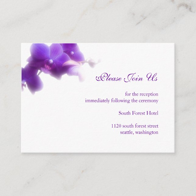 Purple Wedding Reception Enclosure Card (Front)