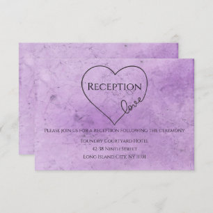 Purple Wedding Reception Vintage Watercolor Heart Invitation