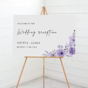 Purple Wedding Reception Welcome Sign