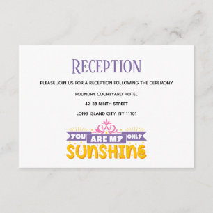 Purple Wedding Reception "You Are My Sunshine" Enclosure Card