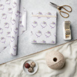 purple wedding ribbon heart wrapping paper<br><div class="desc">purple ribbon ribbon heart with rose bouquet on soft white textured background</div>