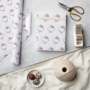 purple wedding ribbon heart wrapping paper