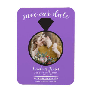 Purple Wedding Ring Photo Save the Date Magnet