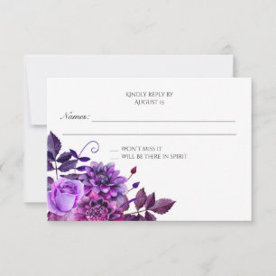Purple wedding rsvp Floral Reply Flowers response