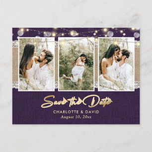 Purple Wedding Save The Date Photo Postcards
