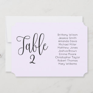 Purple wedding seating chart. Landscape modern Invitation