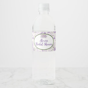 Purple wedding shower water bottle label