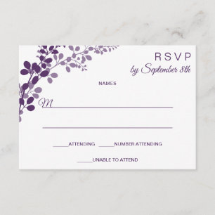 Purple Wedding Small RSVP / Reply Postcard Vines