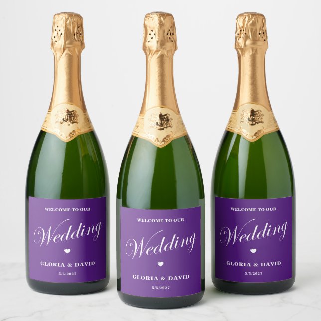 Purple Wedding  Sparkling Wine Label (Bottles)