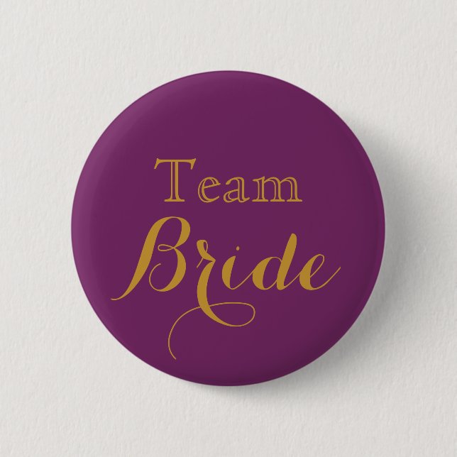 Purple Wedding Team Bride 6 Cm Round Badge (Front)