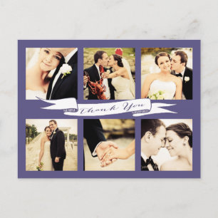 Purple Wedding Thank You Banner Typography Photo Postcard