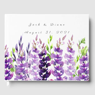 Purple Wedding Watercolor Lavender Guest Book