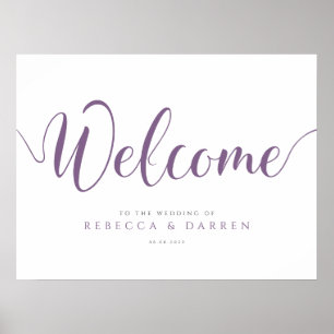 Purple Wedding Welcome Sign Personalized Sign