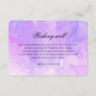 Purple wedding wishing well. Lavender watercolor Enclosure Card