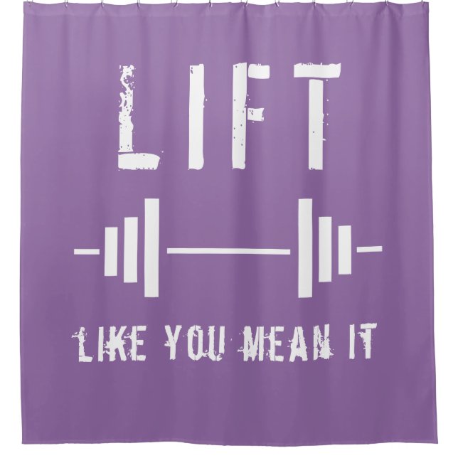Purple Weightlifting Fitness Gym Shower Curtain (Front)