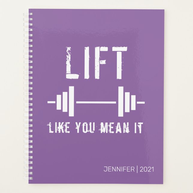 Purple Weightlifting Gym Fitness Planner (Front)