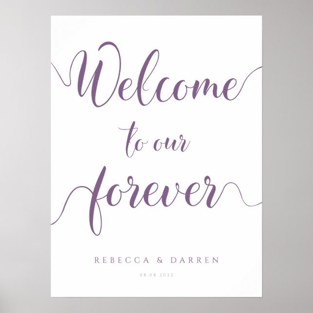 Purple Welcome to our Forever Wedding Sign (Front)
