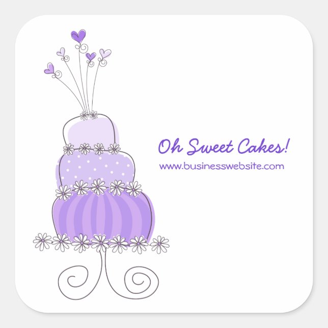 Purple Whimsical Chic Wedding Cake Sticker (Front)