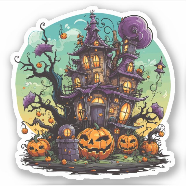 Purple Whimsical Halloween House  (Front)