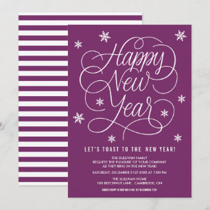 Purple Whimsical New Year's Eve Party Invitation