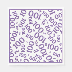 Purple/White 100 Random Number Pattern Napkin