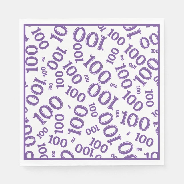 Purple/White 100 Random Number Pattern Napkin (Front)