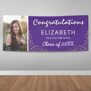 Purple White 2025 Graduation Party Banner