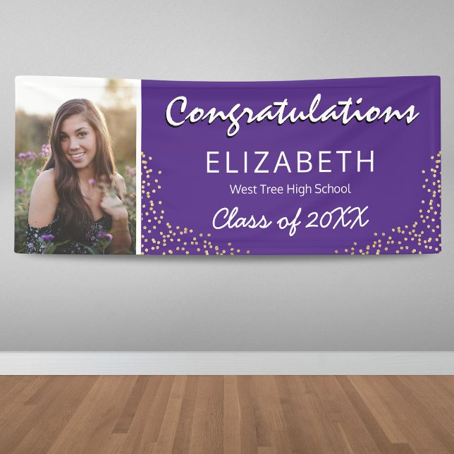 Purple White 2025 Graduation Party Banner (Creator Uploaded)