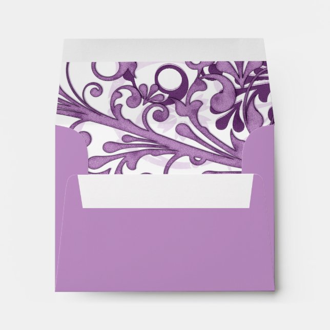 Purple White Abstract Floral Wedding A2 Envelopes (Back (Bottom))