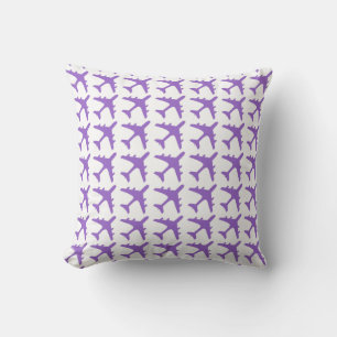 Purple white aeroplane pattern decorative pillow