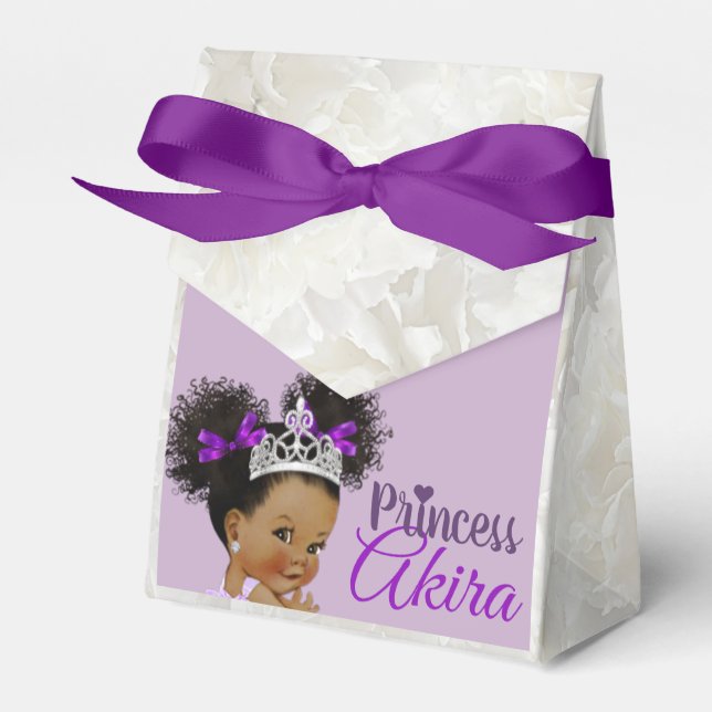 Purple|White African Princess Royal Baby Shower Favour Box (Front Side)