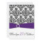 Purple, White and Black Damask Wedding Invitation