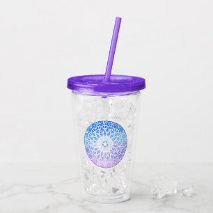 Purple,White And Blue Space Floral Mandala Acrylic Tumbler
