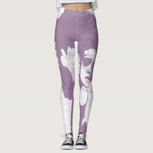 Purple, white and graffiti afro leggings