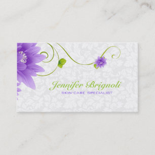 Purple White And Green Design Business Card