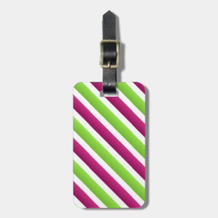 Purple/ White And Green Stripes Luggage Tag