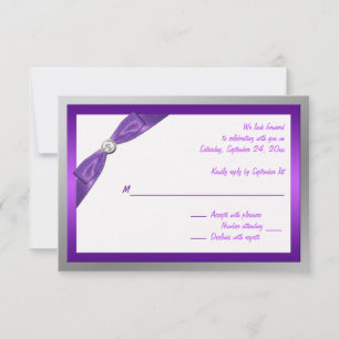 Purple, White, and Silver with Crystal Reply Card
