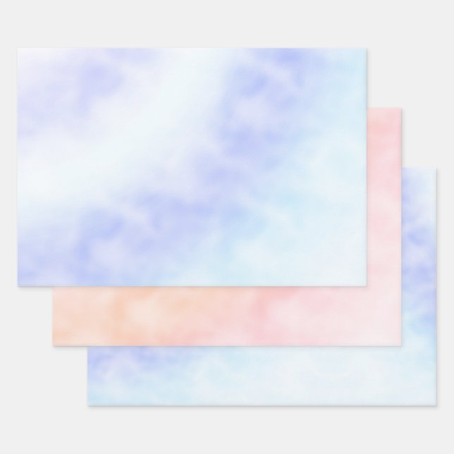 Purple White Aqua Blue Tie dye     Wrapping Paper Sheet (Set)