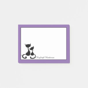 Purple White Black Cats Silhouette Personalised Post-it Notes