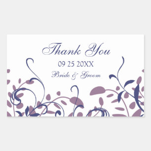 Purple White Blue Thank You Wedding Favour Tags