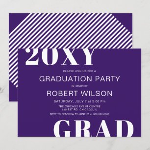 Purple White Bold Typography Graduation Party Invitation