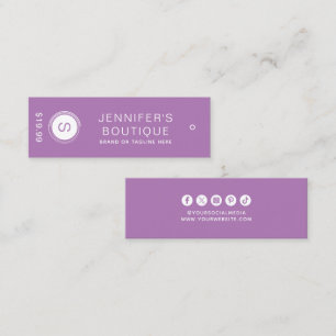 Purple White Boutique Size and Price Calling Card