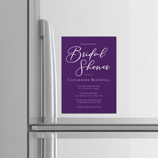 Purple White Bridal Shower Personalised Magnetic Invitation (Creator Uploaded)