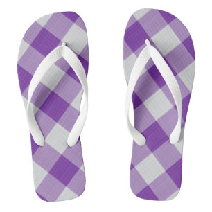 Purple & White Checks Cool Classic Pattern Jandals