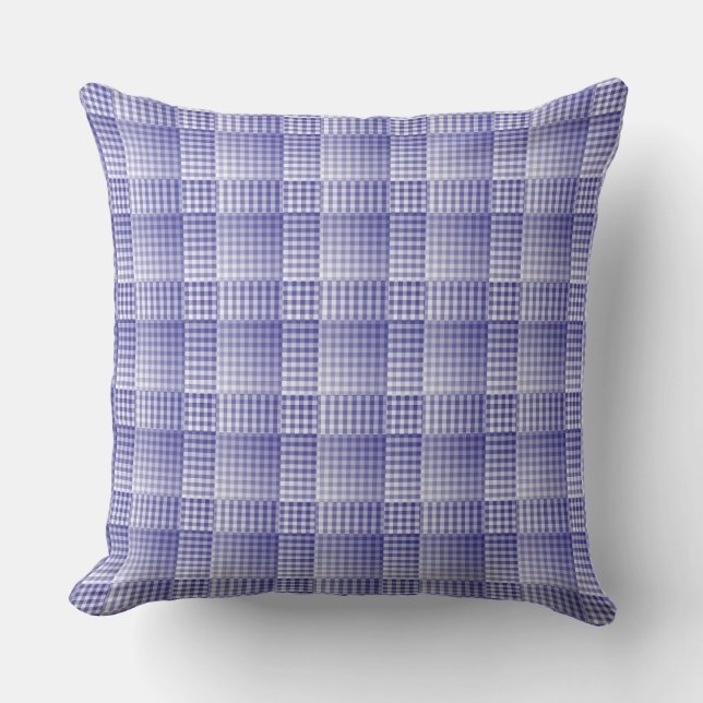 Purple White Chequered Abstract Pattern Cushion (Front)
