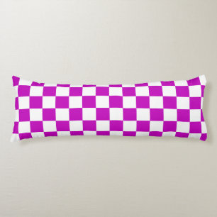 Purple White Chequered Check Pattern Body Cushion