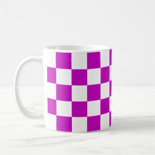 Purple White Chequered Check Pattern Coffee Mug