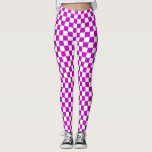 Purple White Chequered Check Pattern Leggings<br><div class="desc">Purple and White Check Chequered Geometric Squares Pattern Design</div>