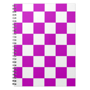 Purple White Chequered Check Pattern Notebook