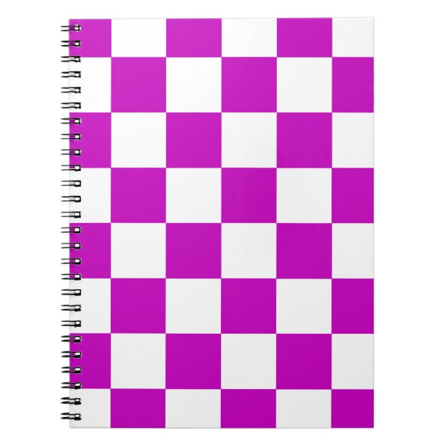 Purple White Chequered Check Pattern Notebook (Front)